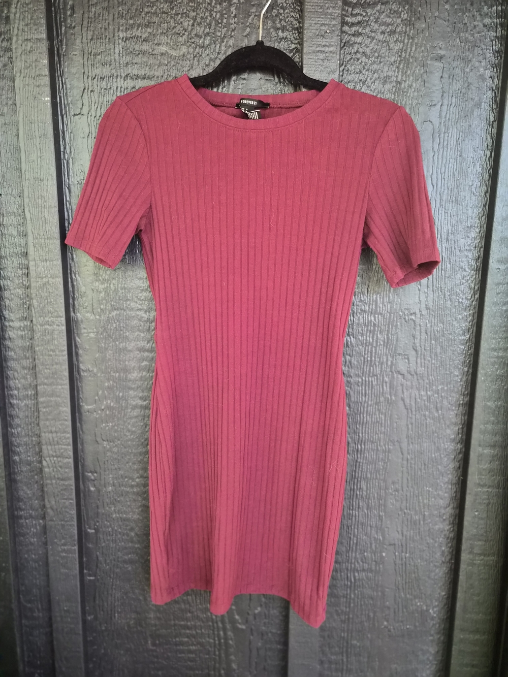 Forever 21 Ribbed Mini Dress in Wine